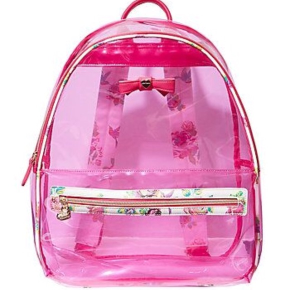 Betsey Johnson Handbags - New~Betsey Johnson Pink clear backpack & wristlet